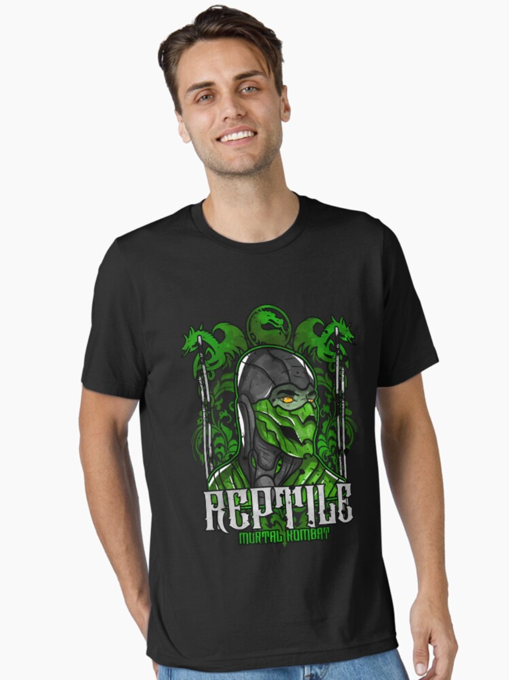 Esports Gaming Shirts - Mortal Kombat Reptile Portrait Print T-shirt