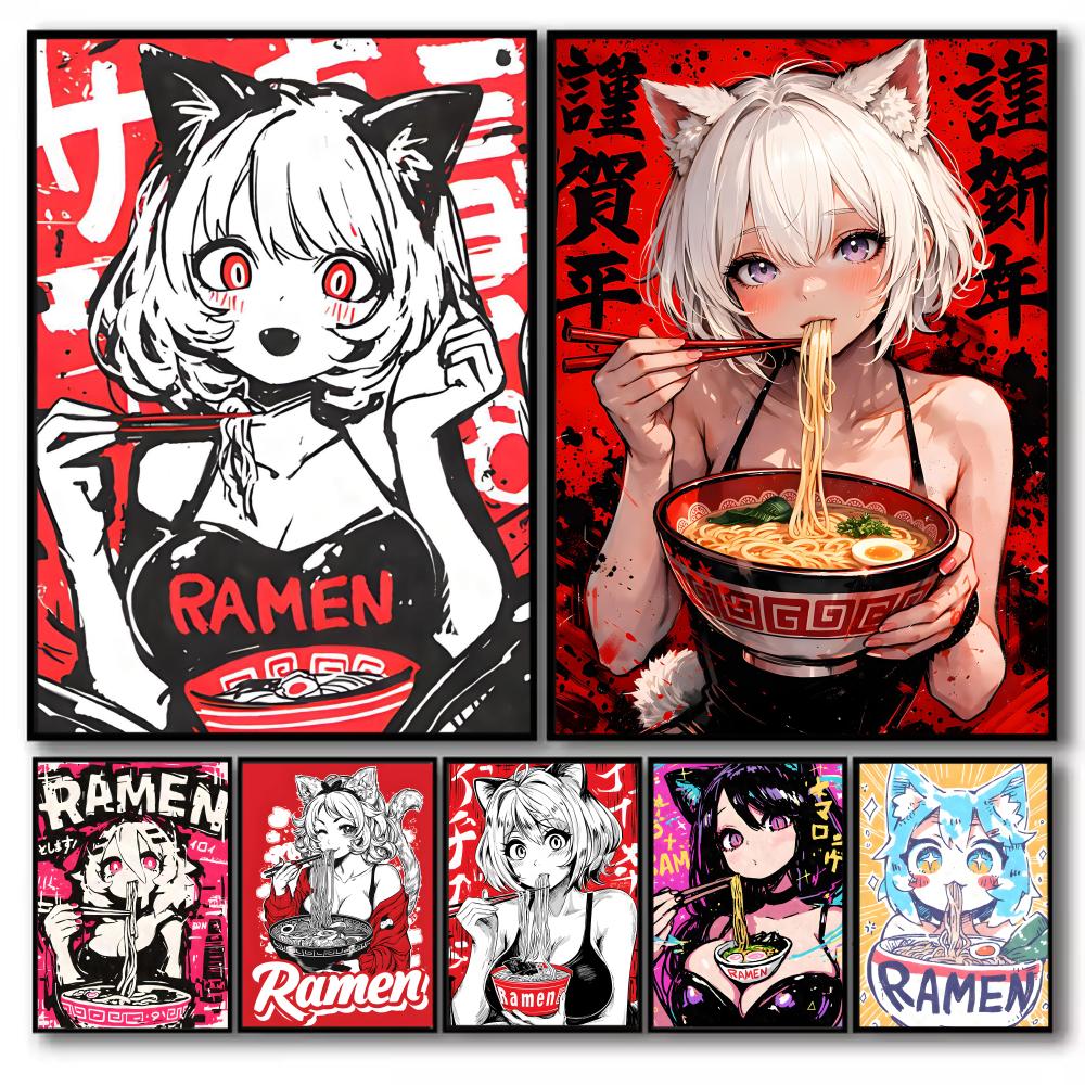 Esports And Gaming Lounge - Anime Kat Meisje Schilderij Kalligrafie Canvas