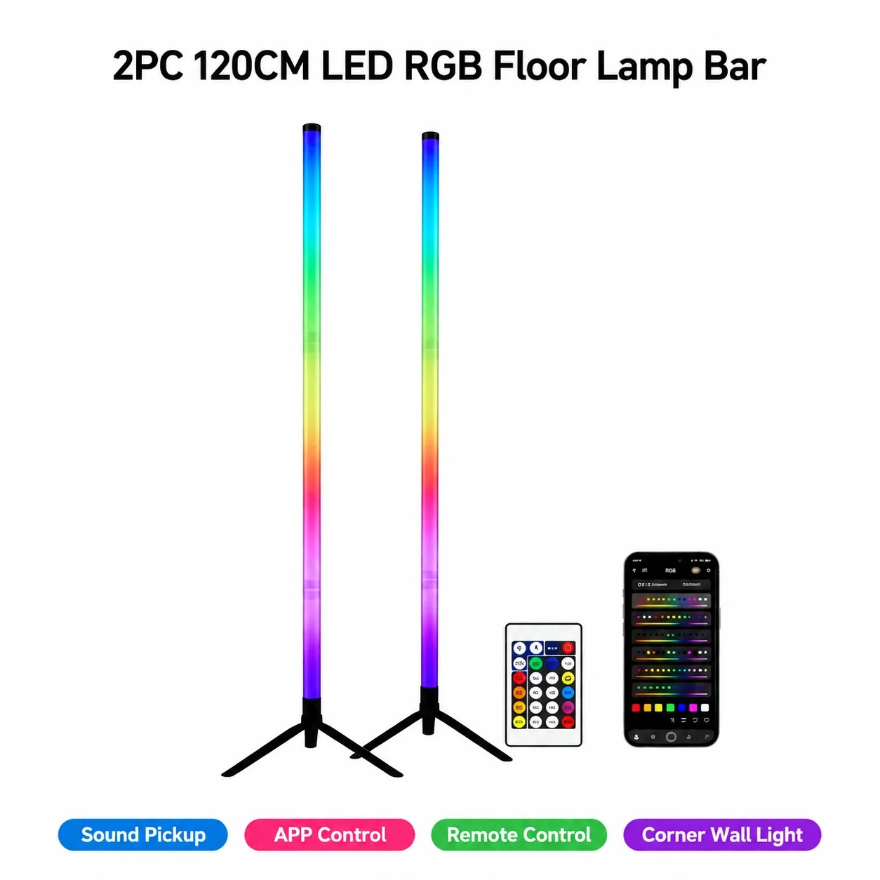 2 stuks 120CM RGB vloerlamp, g - Esports Gaming recensie en prijs